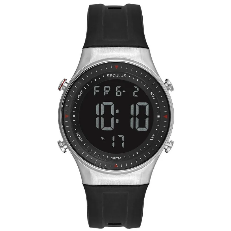 Relógio Masculino Digital Esportivo Silicone Prateado Séculus