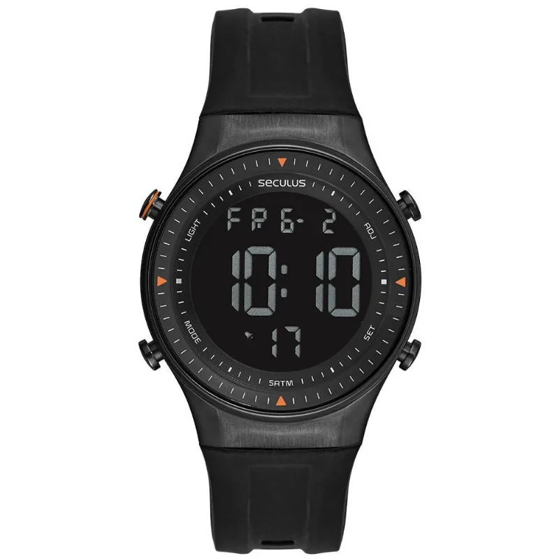 Relógio Masculino Digital Esportivo Silicone Alarme Preto Séculus 42MM