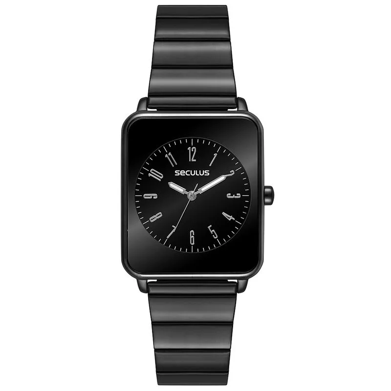 Relógio Feminino Quadrado Efeito Espelhado all black