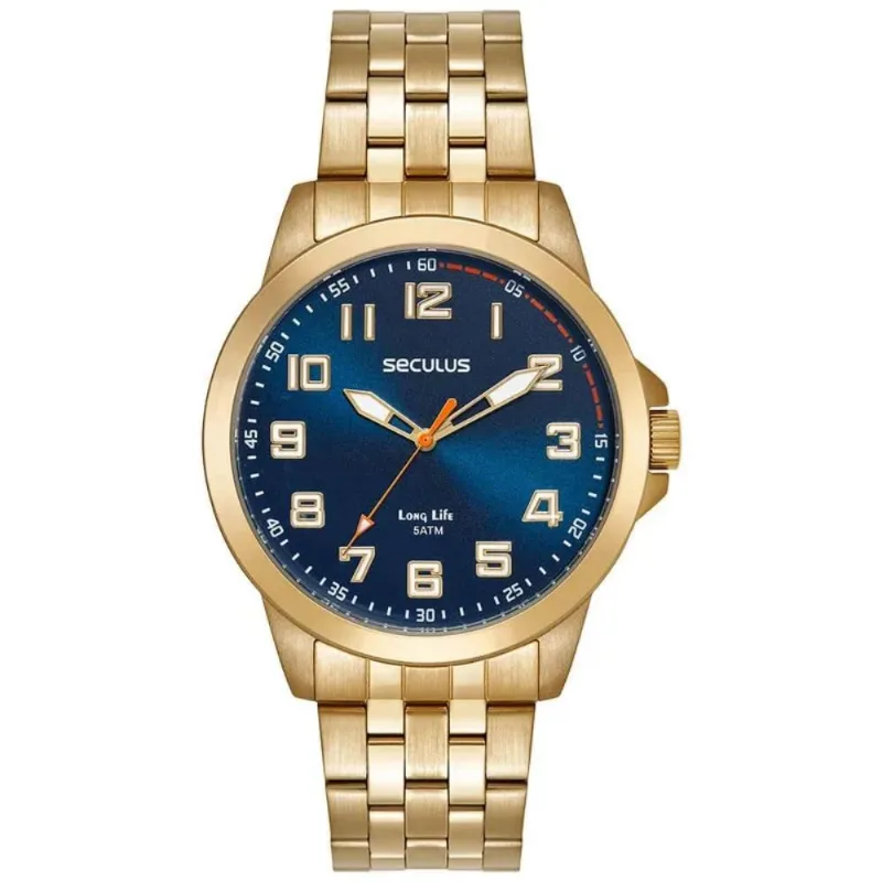 Relógio Seculus Masculino Ref: 44293gpsvda3 Casual Dourado