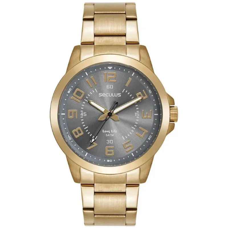 Relógio Seculus Masculino Ref: 44296gpsvda3 Casual Dourado
