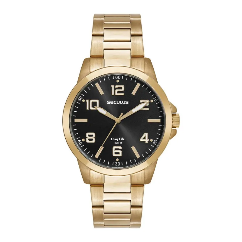 Relógio Seculus Masculino Ref: 44297gpsvda4 Casual Dourado