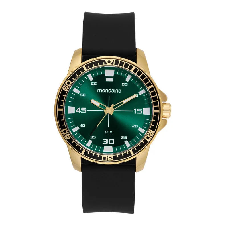 Relogio Masculino Mondaine Dourado Mostrador Verde