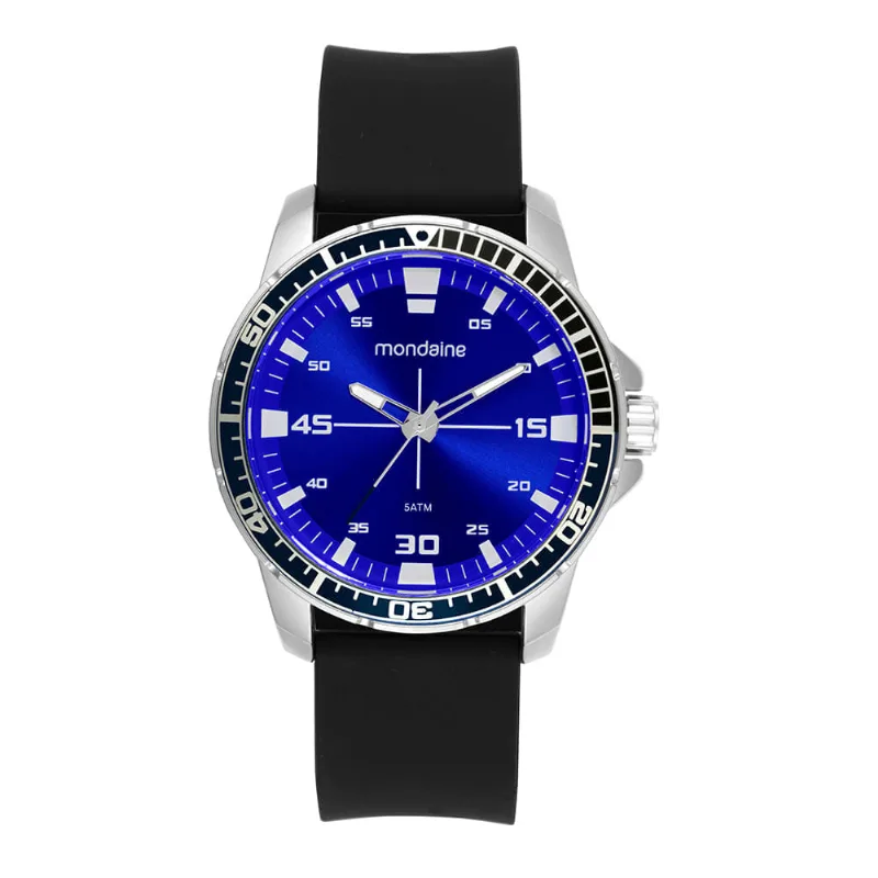 Relogio Masculino Prata Silicone Mostrador Azul Relogio Masculino Mondaine Prata Silicone Mostrador Azul