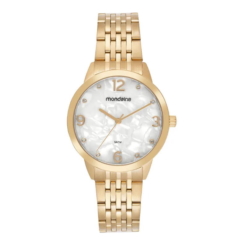 Relógio Feminino Dourado Madreperola