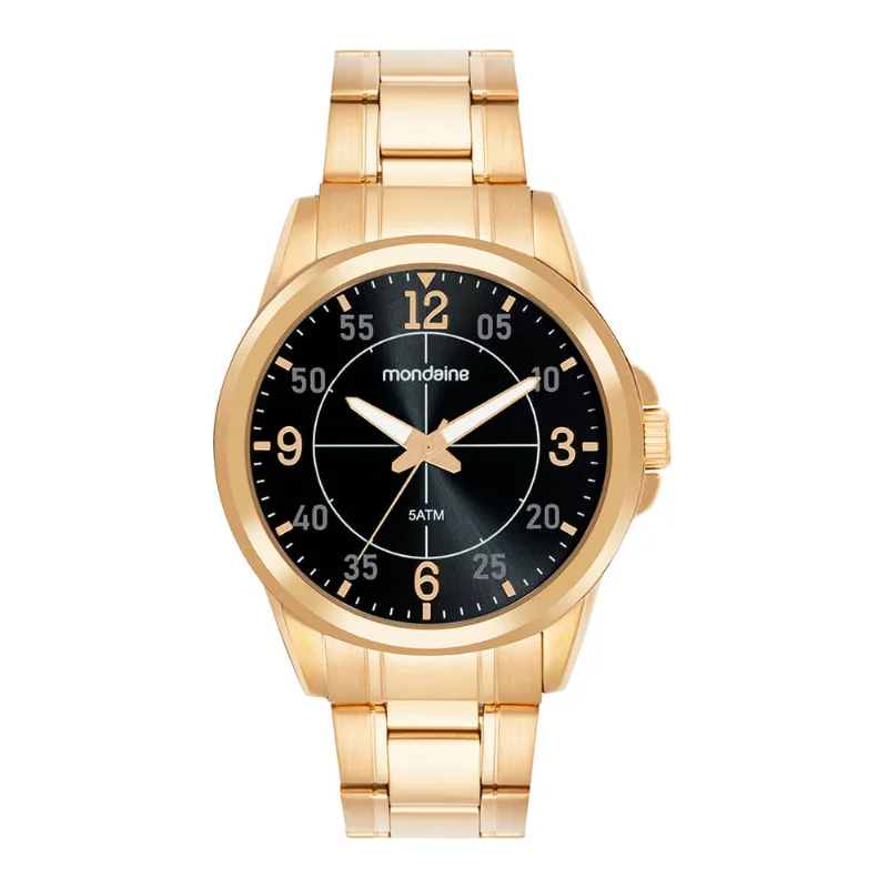 Relógio Masculino Dourado Aço Analógico