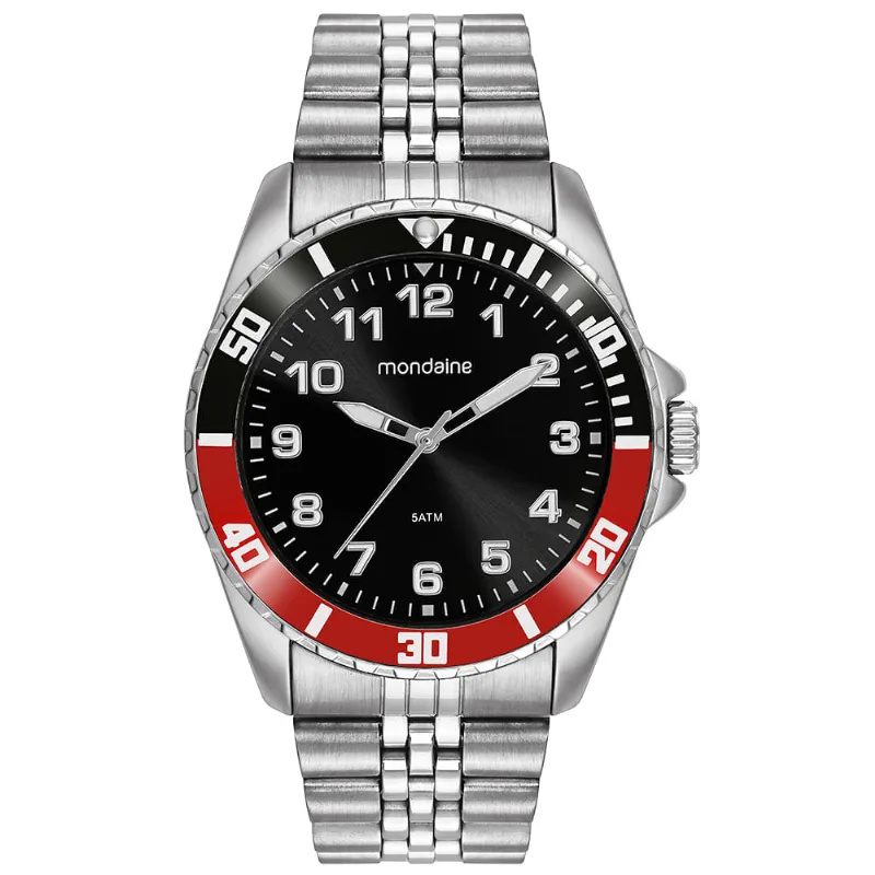 Relógio Masculino Prata Aço Redondo 45mm