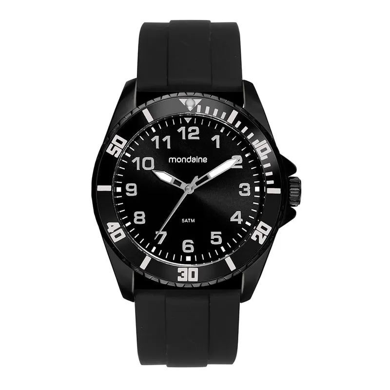 Relógio Masculino Preto Silicone Redondo Index