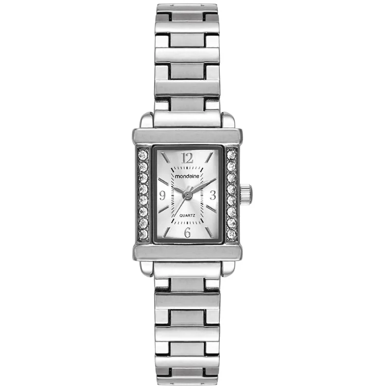 Relógio Feminino Mondaine Prata Quadrado 19mm Metal Index