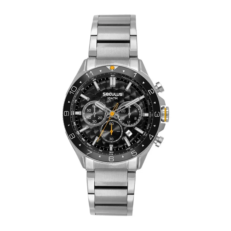 Relógio Masculino Analógico Texturizado Aço Prata 77350G0SVNA1
