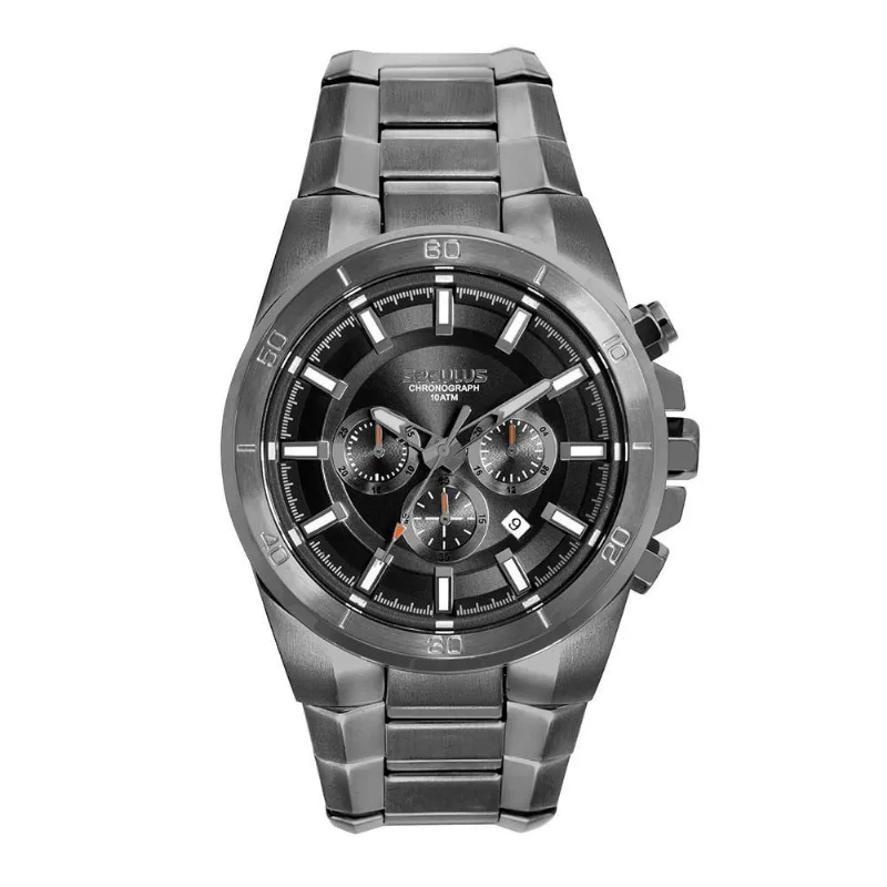 Relógio Masculino Cronógrafo 3d em Aço Inox LED Cinza Séculus