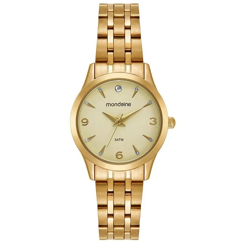 Relógio Feminino Dourado Caixa Pequena Aço
