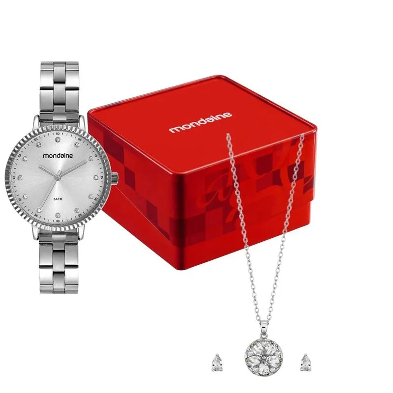 Relogio De Pulso Feminino+Acessório 32474l0mvne2k3 - Mondaine Prata
