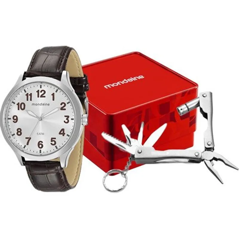 Kit Relógio Masculino Mondaine Marrom 76659G0MVNH4K4