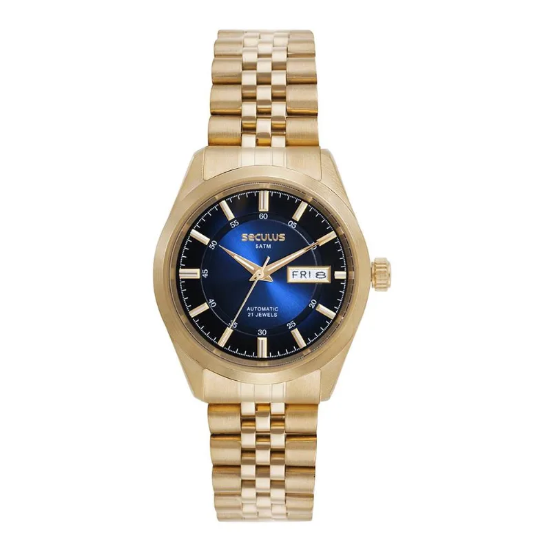Relógio Seculus Masculino Automático Dourado