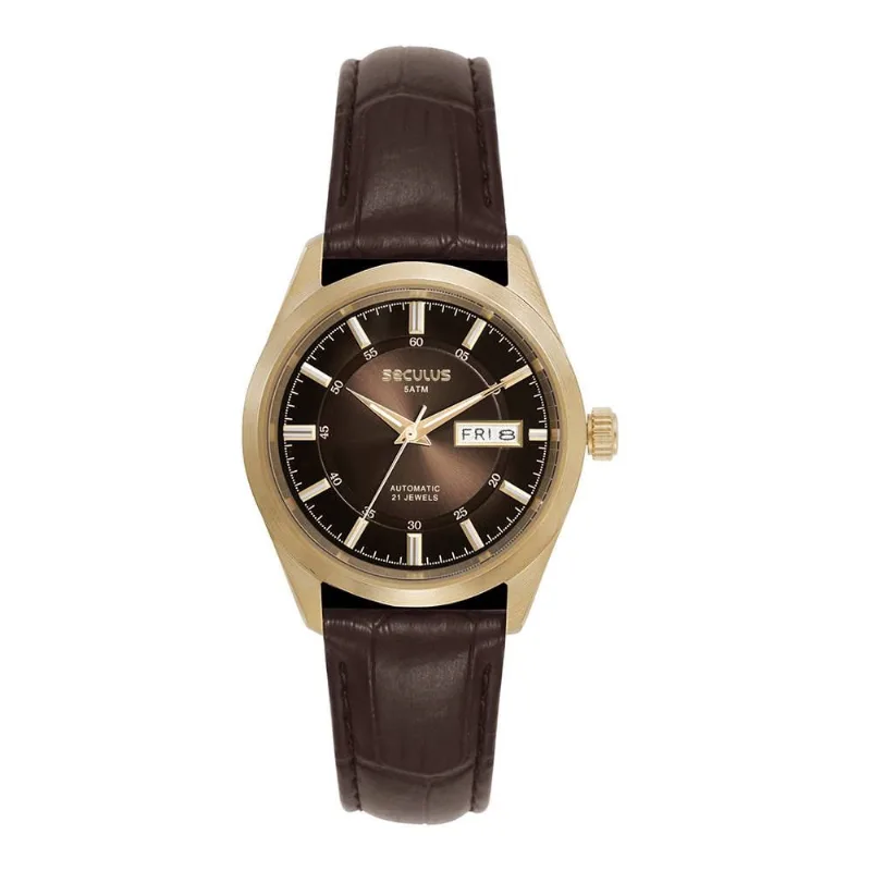Relógio Seculus Masculino Automático Dourado