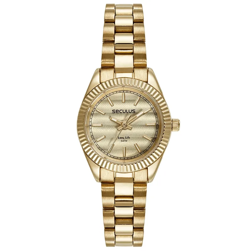 Relógio Analógico Feminino Dourado Seculus 77245LPSVDA1K1