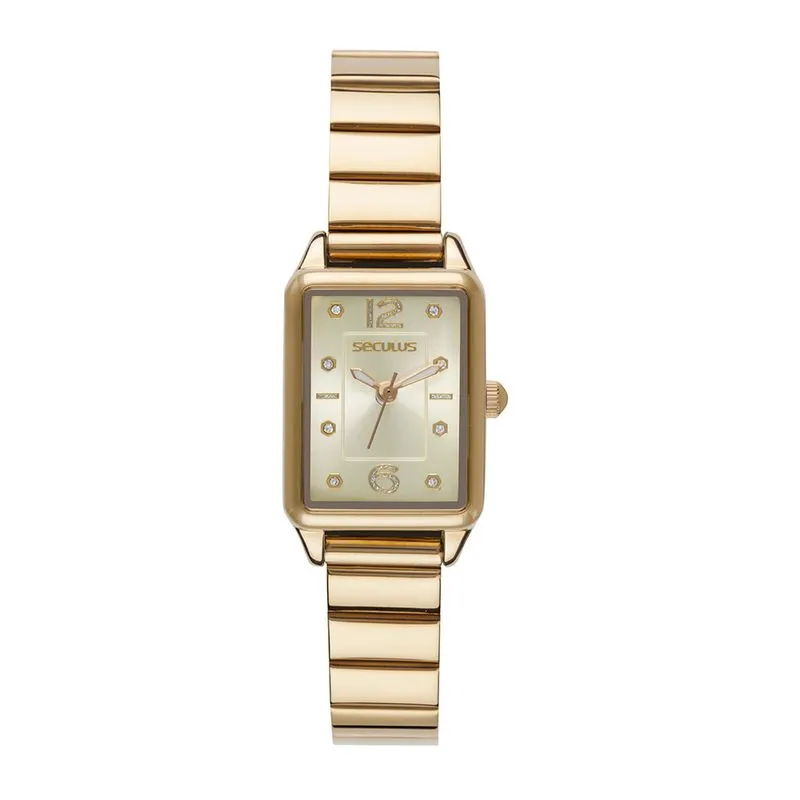 Relógio Feminino Analógico Dourado Moderno