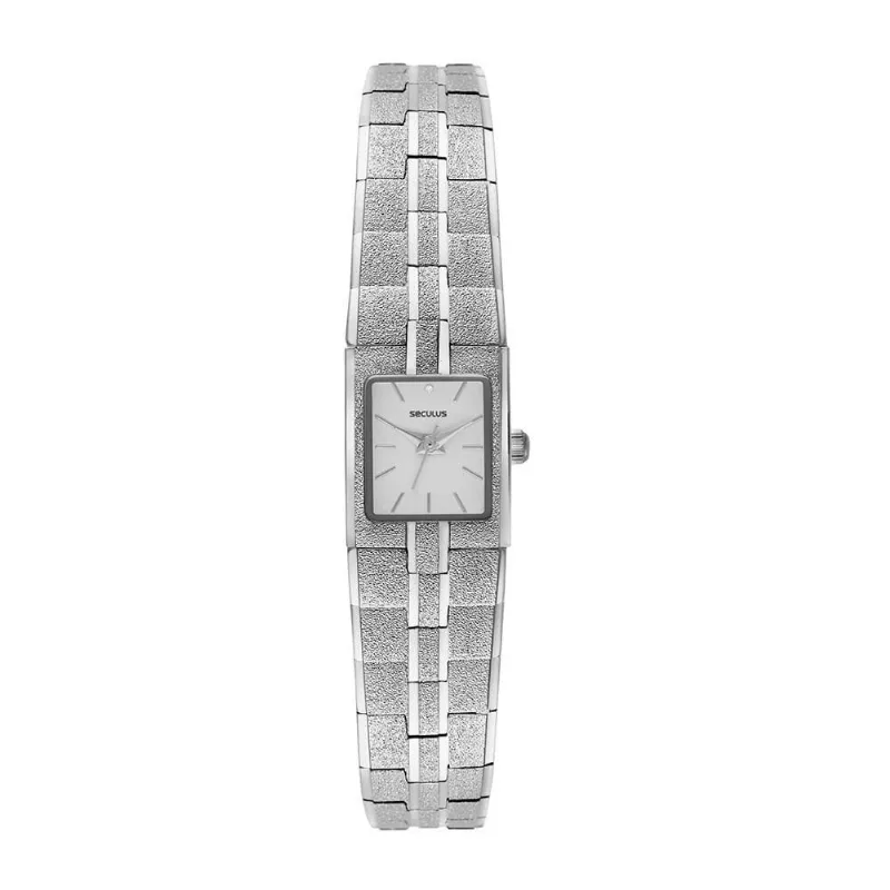 Relógio Feminino Frosty Analógico Pulseira Bracelete Metal Prata Acabamento Frosty Séculus