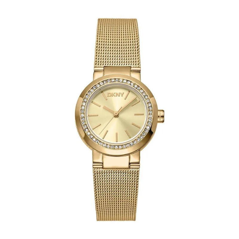Relógio Feminino DKNY Analógico em Aço Inox com Cristais Dourado Donna Karan