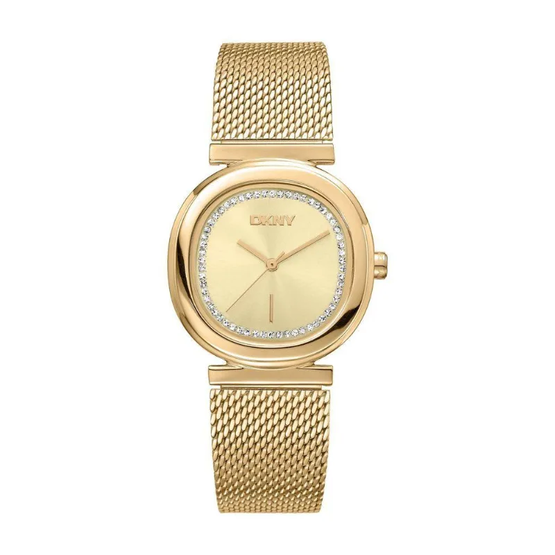 Relógio Feminino Parsons Analógico Aço Inox Dourado Donna Karan 30MM