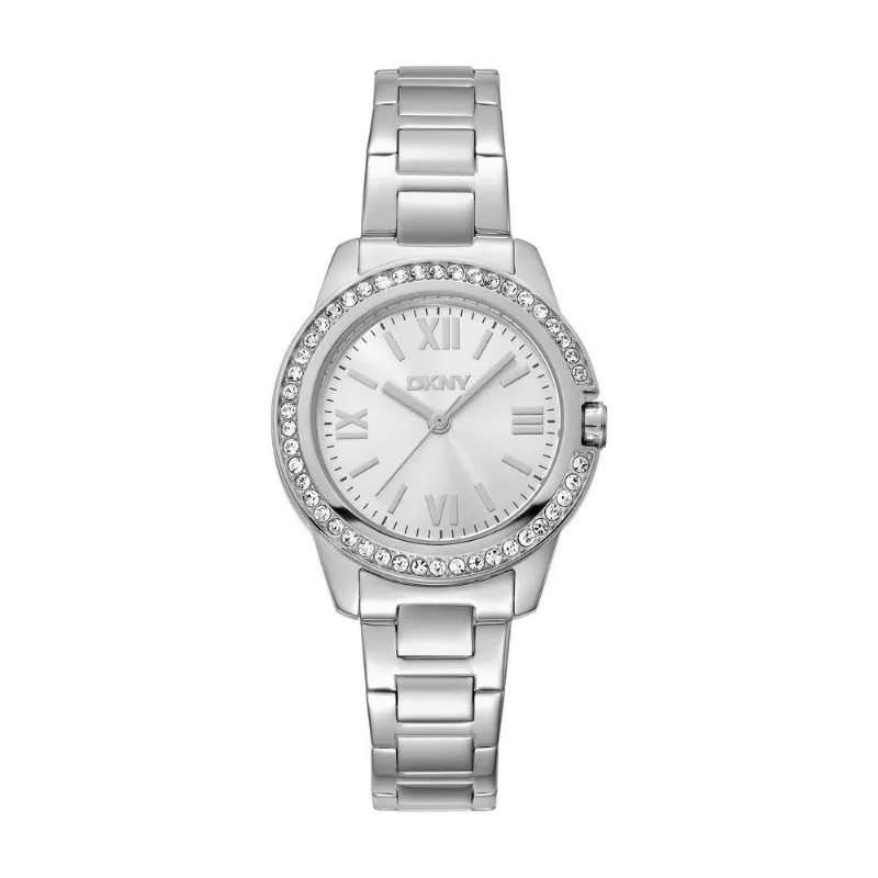 Relógio Feminino Dkny City Link Analógico em Aço Inox Prata Donna Karan