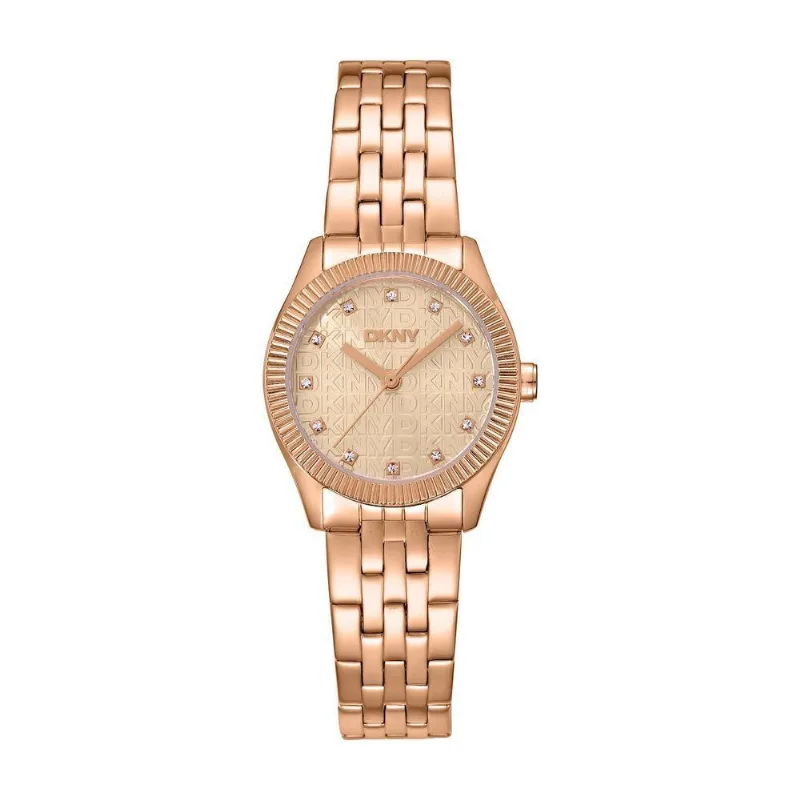 Relógio Feminino Crosswalk Rose Gold Analógico Aço Inox Donna Karan 26MM