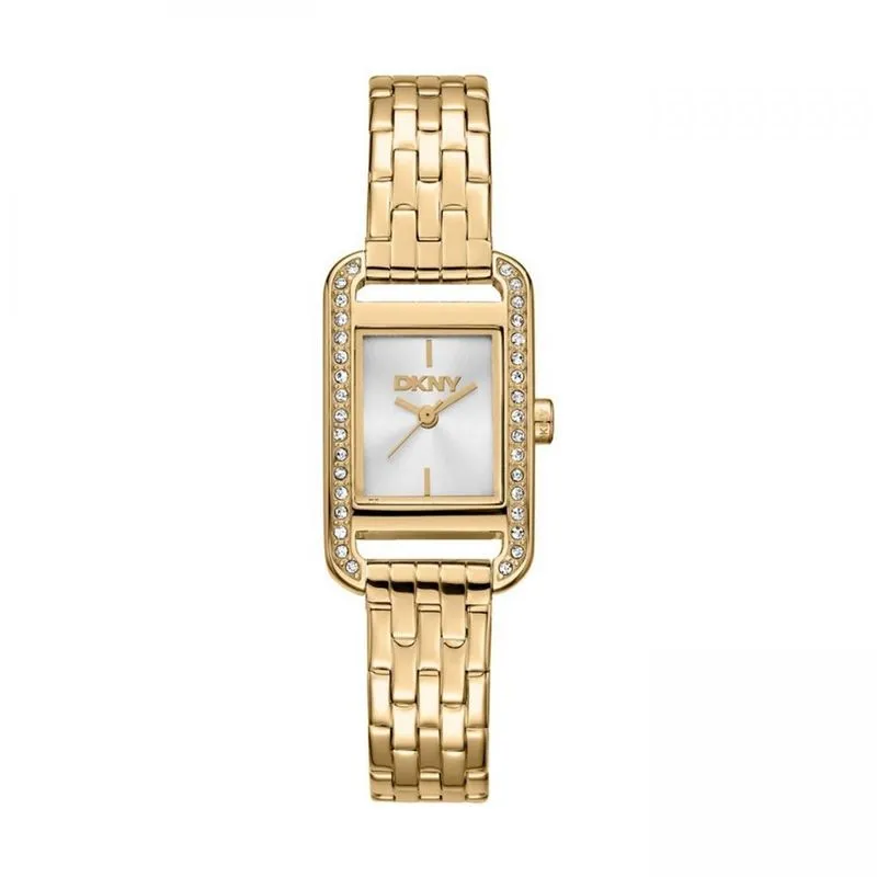 Relógio Dkny Feminino Retangular Dourado