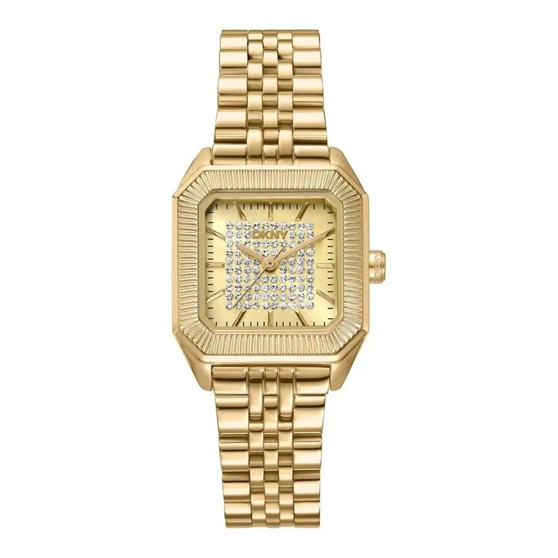 Relógio Dkny Feminino Retangular Dourado