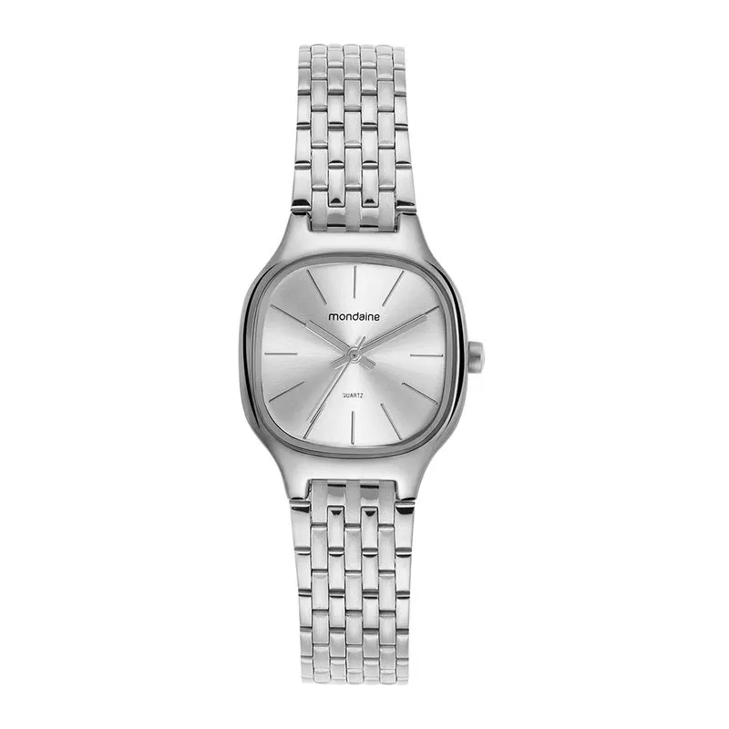 Relogio Feminino Retangular Slim Prata