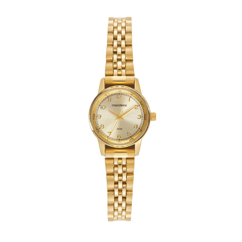 Relógio Feminino Dourado com Numeração Completa