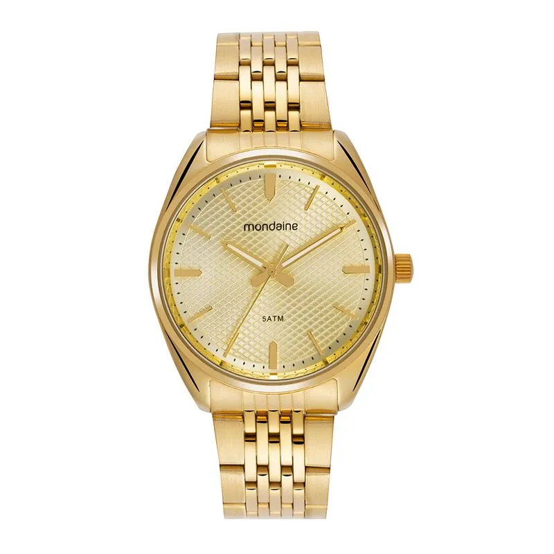 Relógio Feminino em Aço Texturizado Dourado