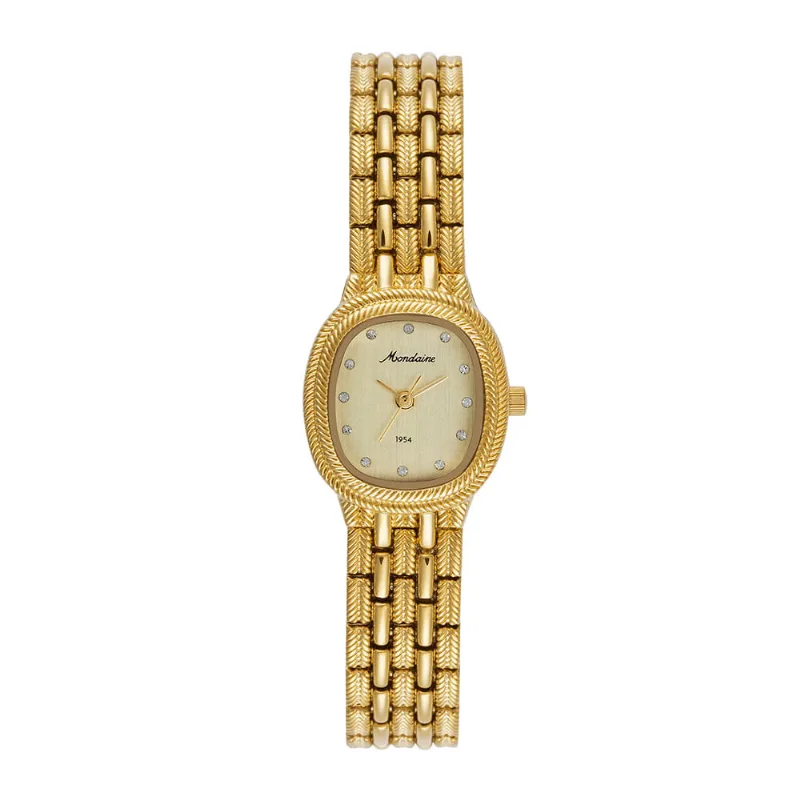 Relógio Feminino Vintage Dourado com Cristais