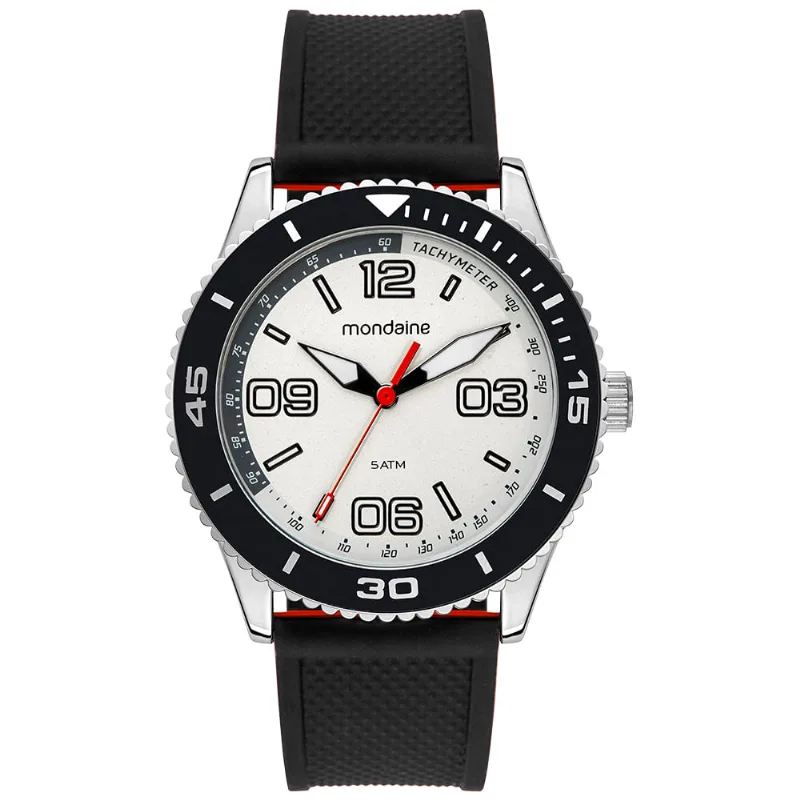 Relógio Masculino Branco e Preto Esportivo com Silicone