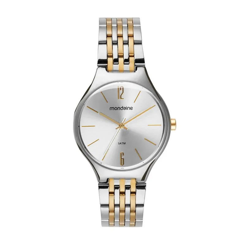 Relógio Feminino Semi Slim Abaulado Bicolor