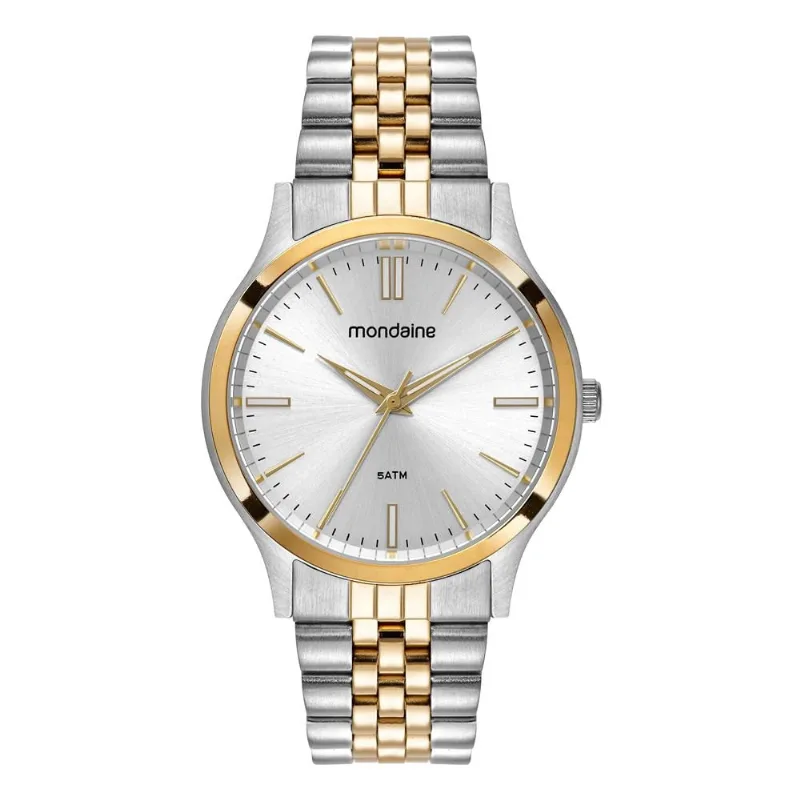 Relogio Mondaine Masculino Clássico Aço Bicolor
