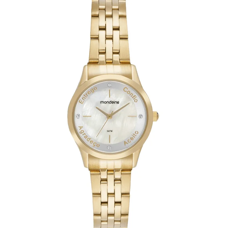 Relógio Mondaine Feminino Aço Analógico Dourado 32965LPMKDE1K1