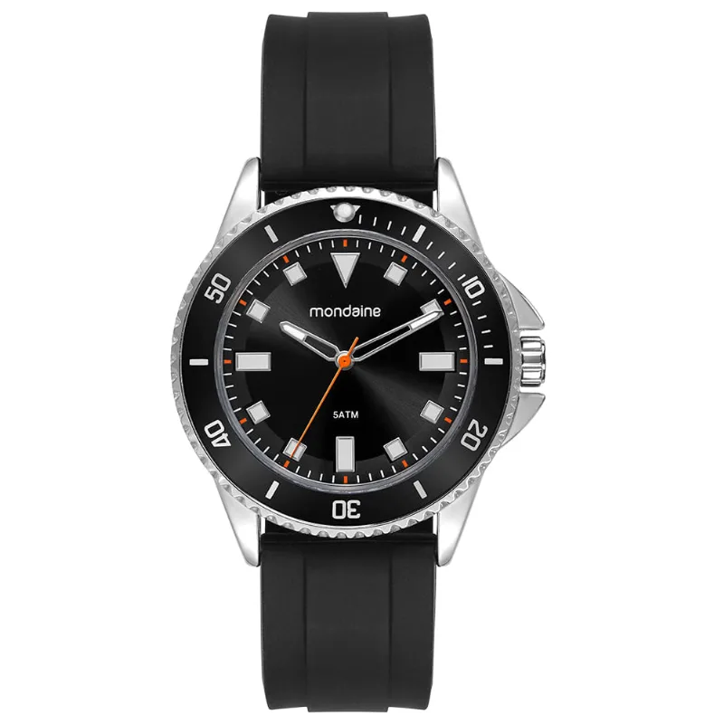 Relógio Masculino Bisel Preto Pulseira em Silicone