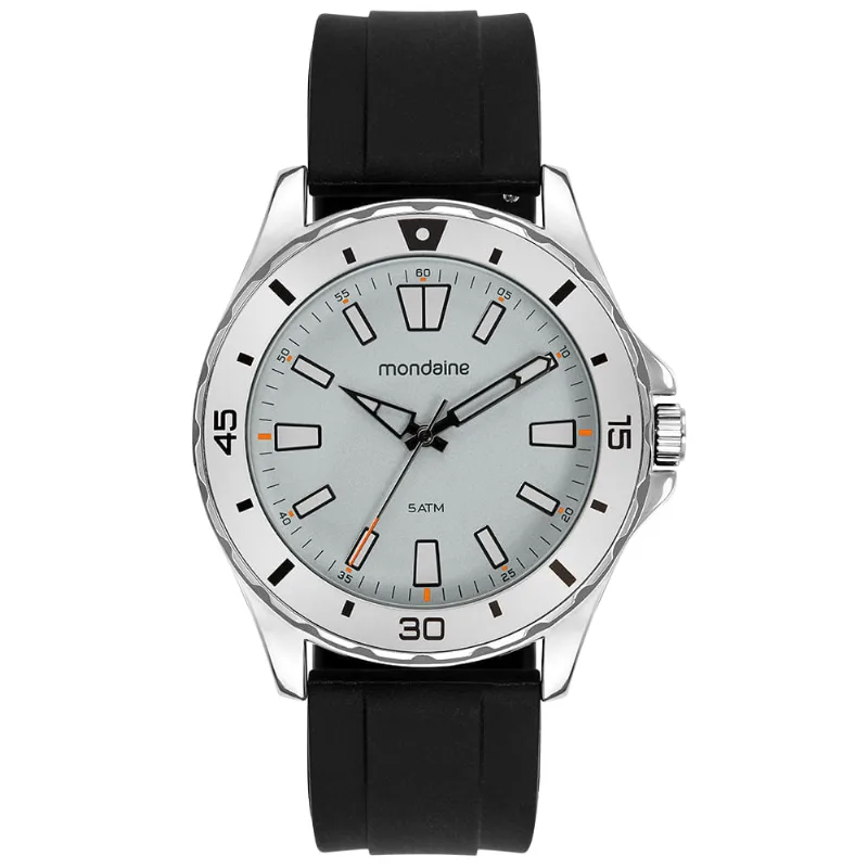 Relógio Masculino Bisel Cinza Pulseira em Silicone