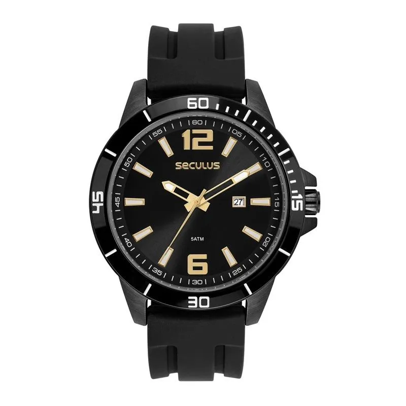 Relógio Seculus Masculino Esportivo Black