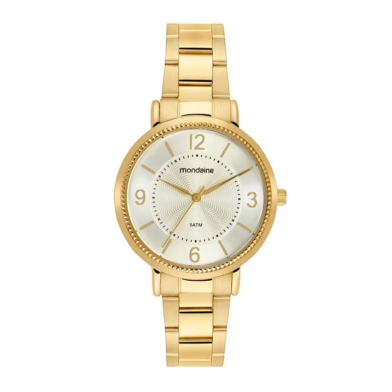 Relogio Feminino Dourado Texturizado