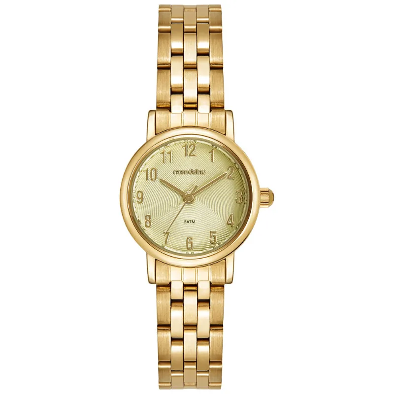 Relógio Feminino Analógico Dourado Numeração Completa