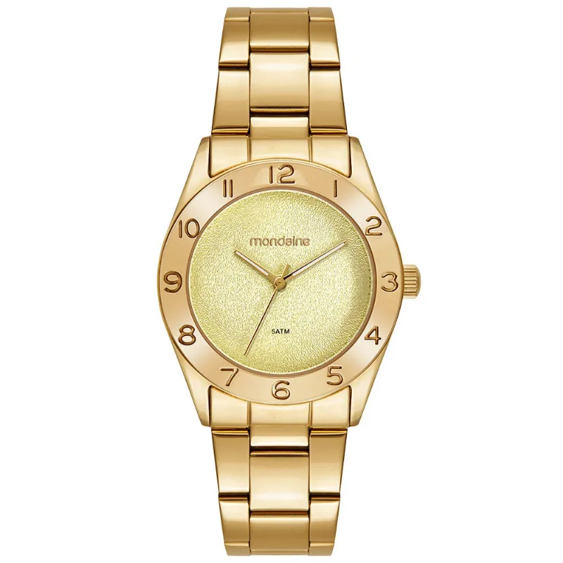 Relógio Feminino Dourado com Numeração Completa