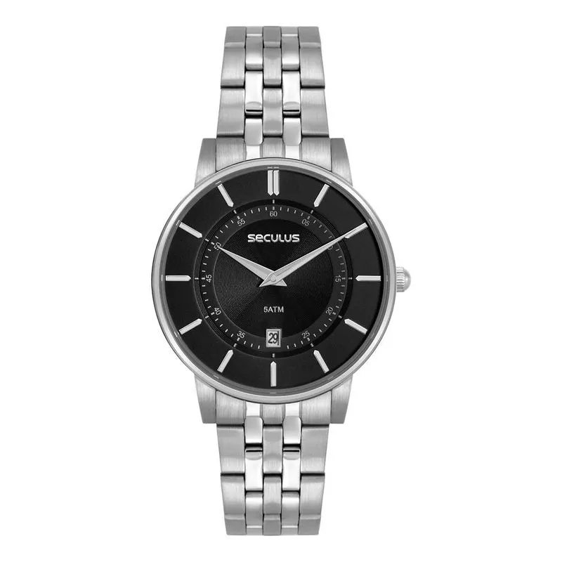 Relógio Seculus Masculino Slim Prateado