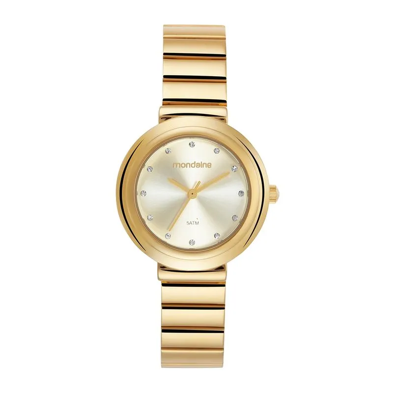 Relogio Feminino Dourado Mostrador Metálico