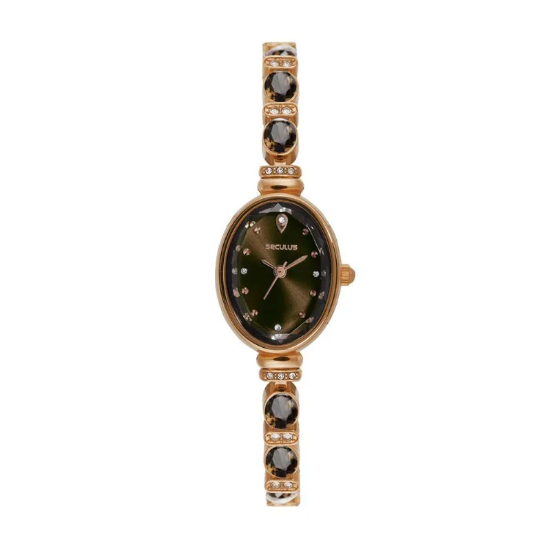 Relógio Feminino Rosé Analógico em Metal com Vidro Facetado Rosê Séculus 20MM
