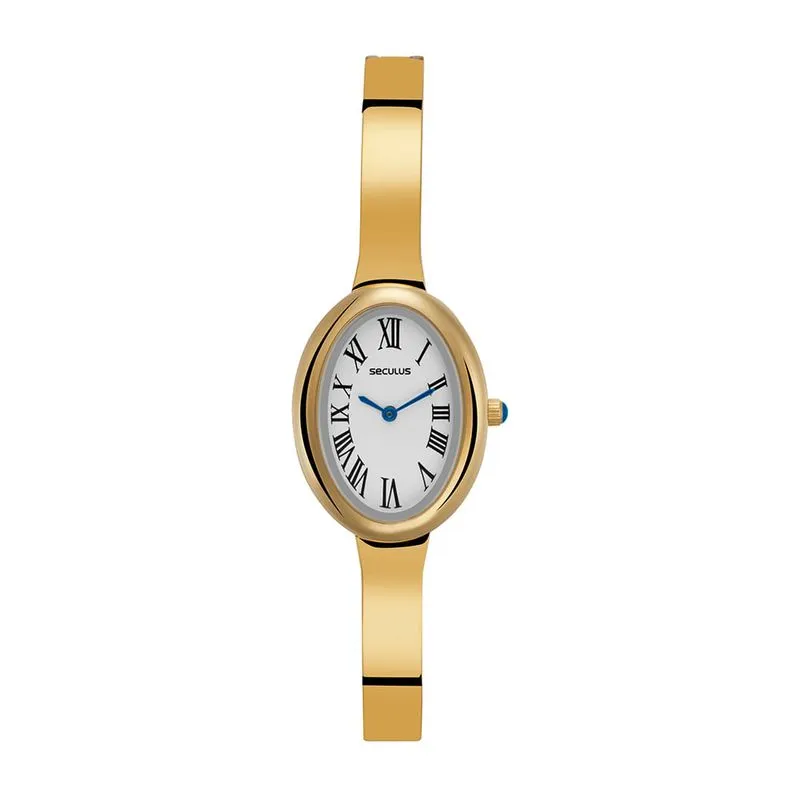 Relógio Feminino Vintage Dourado Numeração Romana