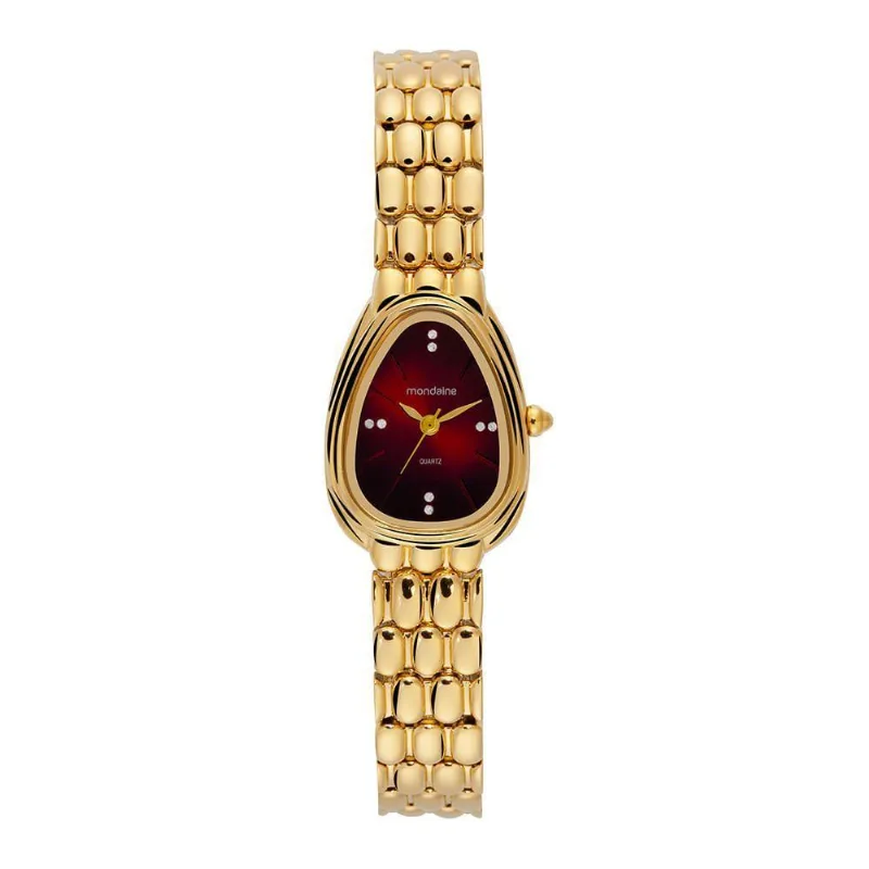 Relógio Feminino Serpens Analógico em Metal com Mostrador Vermelho Mondaine 31.5CM