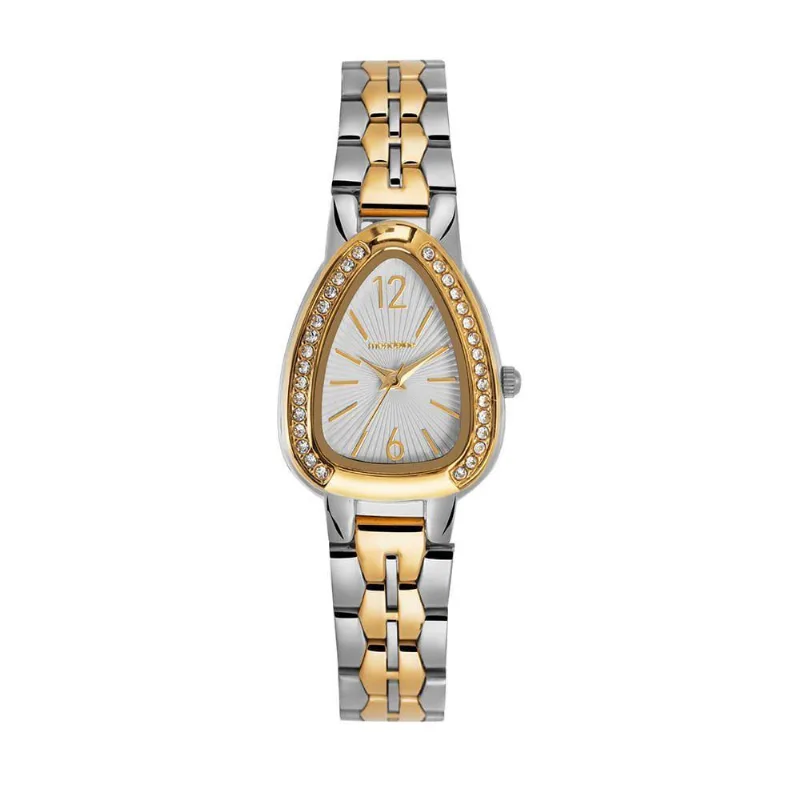 Relógio Feminino Serpens Bicolor com Cristais Clássico Aço Inox Dourado Mondaine