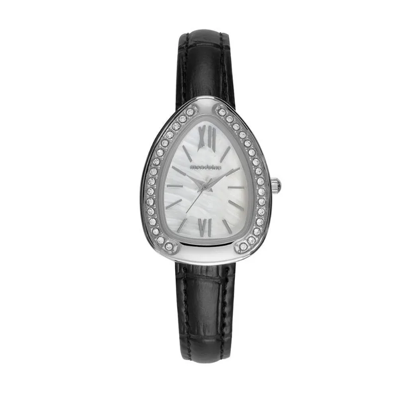 Relógio Feminino Serpens Clássico Couro Legítimo Prata Mondaine 2.5CM